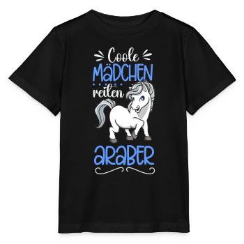 Coole Mädchen reiten Araber - Stanley/Stella Kinder T-Shirt MINI CREATOR  - Schwarz - Vorne - Mikhail (115cm)