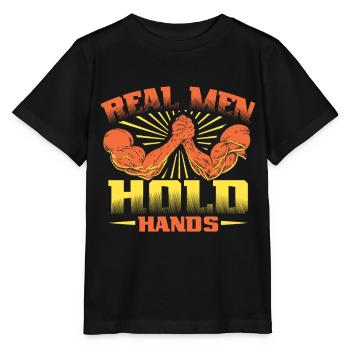 Real men hold hands - Armdrücken - Stanley/Stella Kinder T-Shirt MINI CREATOR  - Schwarz - Vorne - Mikhail (115cm)