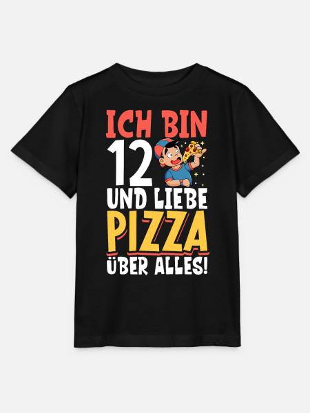 Ich bin 12 - Jungen Pizza - Stanley/Stella Kinder T-Shirt MINI CREATOR - Schwarz