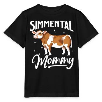 Simmental Mommy - Bœuf Simmental - T-shirt bio MINI CREATOR Stanley/Stella Enfant - noir - Devant - Mikhail (115cm)