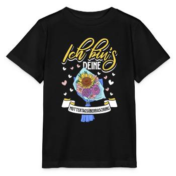Mit Blumen - Überraschung zum Muttertag - Stanley/Stella Kinder T-Shirt MINI CREATOR  - Schwarz - Vorne - Mikhail (115cm)