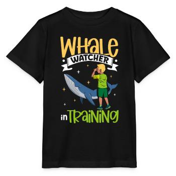 Whale Watcher in Training - Walbeobachtung - Stanley/Stella Kinder T-Shirt MINI CREATOR  - Schwarz - Vorne - Mikhail (115cm)
