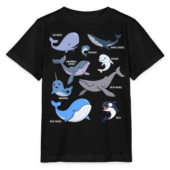 Verschiedene Kawaii Wale - Stanley/Stella Kinder T-Shirt MINI CREATOR  - Schwarz - Vorne - Mikhail (115cm)