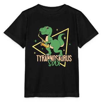 Tyrannosaurus Sax - TREX on saxophone - Stanley/Stella MINI CREATOR Kids’ T-Shirt - black - Front - Mikhail (115cm)