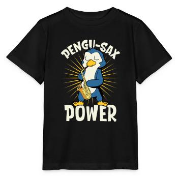 Pengu-Sax Power - Penguin on saxophone - Stanley/Stella MINI CREATOR Kids’ T-Shirt - black - Front - Mikhail (115cm)