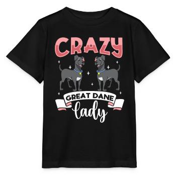 Crazy Great Dane Lady - Deutsche Dogge - Stanley/Stella MINI CREATOR Kids’ T-Shirt - black - Front - Mikhail (115cm)