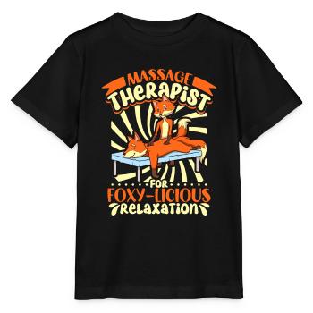 Fuchs bei der Massage - Stanley/Stella Kinder T-Shirt MINI CREATOR  - Schwarz - Vorne - Mikhail (115cm)