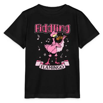 Fiddling Flamingo - Flamingo on the violin - Stanley/Stella MINI CREATOR Kids’ T-Shirt - black - Front - Mikhail (115cm)