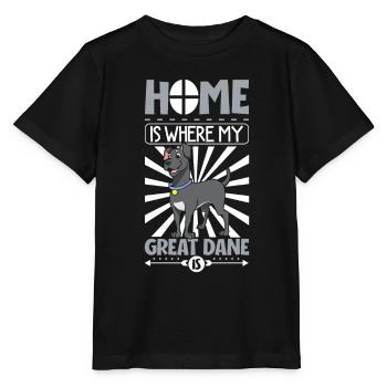 Home is where my Great Dane is - Deutsche Dogge - Stanley/Stella MINI CREATOR Kids’ T-Shirt - black - Front - Mikhail (115cm)