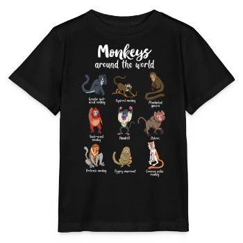Viele Affenarten - Affen der Welt - Stanley/Stella Kinder T-Shirt MINI CREATOR  - Schwarz - Vorne - Mikhail (115cm)