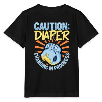 Diaper change in progress - diaper change - Stanley/Stella MINI CREATOR Kids’ T-Shirt - black - Front - Mikhail (115cm)