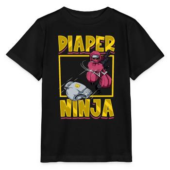 Diaper Ninja - Baby Swaddle - Stanley/Stella MINI CREATOR Kids’ T-Shirt - black - Front - Mikhail (115cm)