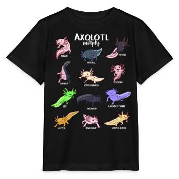 Verschiedene Kawaii Axolotltypen - Stanley/Stella Kinder T-Shirt MINI CREATOR  - Schwarz - Vorne - Mikhail (115cm)