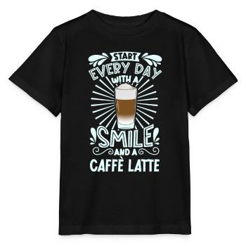 Souriez avec le Caffè Latte - T-shirt bio MINI CREATOR Stanley/Stella Enfant - noir - Devant - Mikhail (115cm)