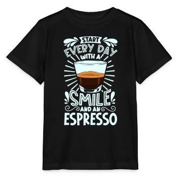 Lächeln mit Espresso - Stanley/Stella Kinder T-Shirt MINI CREATOR  - Schwarz - Vorne - Mikhail (115cm)