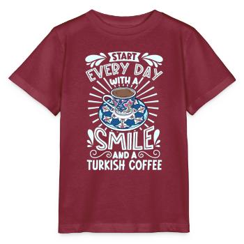 Lächeln mit Turkish Coffee - Stanley/Stella Kinder T-Shirt MINI CREATOR  - Burgunderrot - Vorne - Kain (125cm)
