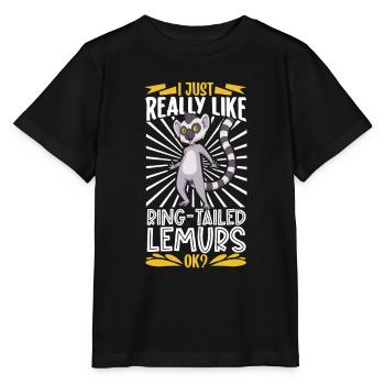 J’adore les lémuriens à queue annelée - lémuriens à queue annelée - T-shirt bio MINI CREATOR Stanley/Stella Enfant - noir - Devant - Mikhail (115cm)