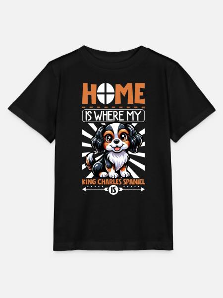 Zuhause - King Charles Spaniel - Stanley/Stella Kinder T-Shirt MINI CREATOR - Schwarz