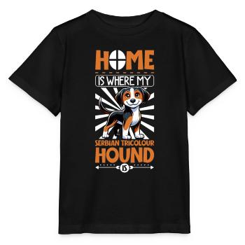 Zuhause - Dreifarbiger Serbischer Laufhund - Stanley/Stella Kinder T-Shirt MINI CREATOR  - Schwarz - Vorne - Mikhail (115cm)