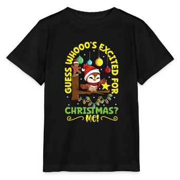 Devinez qui est excité pour Noël - Eule - T-shirt bio MINI CREATOR Stanley/Stella Enfant - noir - Devant - Mikhail (115cm)