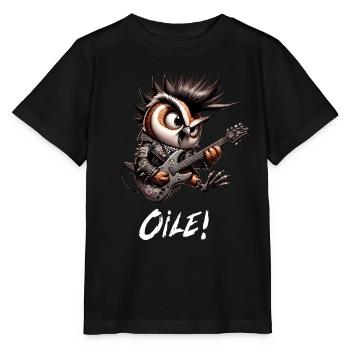 Hibou Punker - Oile - Oi Punk - T-shirt bio MINI CREATOR Stanley/Stella Enfant - noir - Devant - Mikhail (115cm)