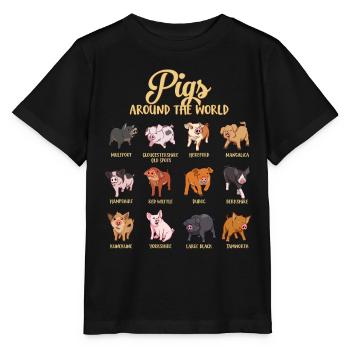 Verschiedene Cartoon Schweine - Stanley/Stella Kinder T-Shirt MINI CREATOR  - Schwarz - Vorne - Mikhail (115cm)