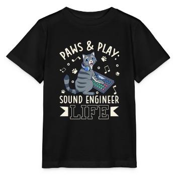 Katze am Mischpult - Sound Engineer - Stanley/Stella Kinder T-Shirt MINI CREATOR  - Schwarz - Vorne - Mikhail (115cm)