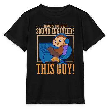 Hibou à la table de mixage - Ingénieur du son - T-shirt bio MINI CREATOR Stanley/Stella Enfant - noir - Devant - Mikhail (115cm)