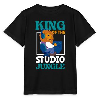 Lion à la table de mixage - ingénierie du son - T-shirt bio MINI CREATOR Stanley/Stella Enfant - noir - Devant - Mikhail (115cm)