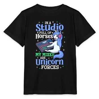 Unicorn Forces à la table de mixage - Ingénieur du son - T-shirt bio MINI CREATOR Stanley/Stella Enfant - noir - Devant - Mikhail (115cm)