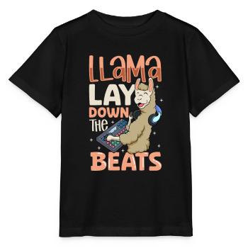 Lama à la table de mixage - Ingénieur du son - T-shirt bio MINI CREATOR Stanley/Stella Enfant - noir - Devant - Mikhail (115cm)