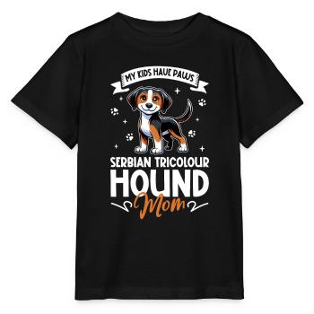 Dreifarbiger Serbischer Laufhund Mama - Stanley/Stella Kinder T-Shirt MINI CREATOR  - Schwarz - Vorne - Mikhail (115cm)
