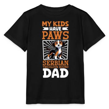Dreifarbiger Serbischer Laufhund Papa - Stanley/Stella Kinder T-Shirt MINI CREATOR  - Schwarz - Vorne - Mikhail (115cm)