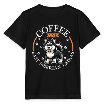 Café et laïka de Sibérie orientale - T-shirt bio MINI CREATOR Stanley/Stella Enfant - noir - Devant - Mikhail (115cm)