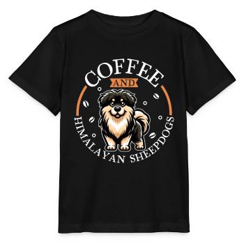 Café et chien de berger de l’Himalaya - T-shirt bio MINI CREATOR Stanley/Stella Enfant - noir - Devant - Mikhail (115cm)