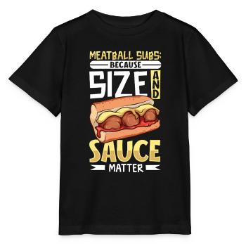 Sauce und Größe - Meatball Sub - Stanley/Stella Kinder T-Shirt MINI CREATOR  - Schwarz - Vorne - Mikhail (115cm)