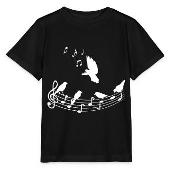 Chant des oiseaux Nature Musiciens Musique d’oiseaux - T-shirt bio MINI CREATOR Stanley/Stella Enfant - noir - Devant - Mikhail (115cm)