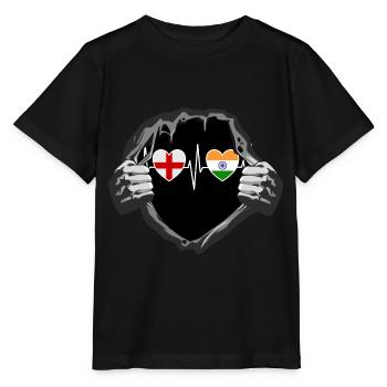 England und Indien Indisch India Fahne Flaggen - Stanley/Stella Kinder T-Shirt MINI CREATOR  - Schwarz - Vorne - Mikhail (115cm)