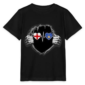 England und Kosovo Kosovaren Kosovarische Flaggen - Stanley/Stella Kinder T-Shirt MINI CREATOR  - Schwarz - Vorne - Mikhail (115cm)