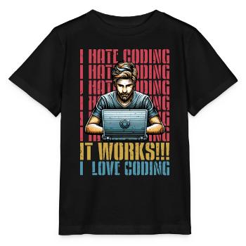 Codeur Je déteste coder Développeur Technologie Codeurs - T-shirt bio MINI CREATOR Stanley/Stella Enfant - noir - Devant - Mikhail (115cm)