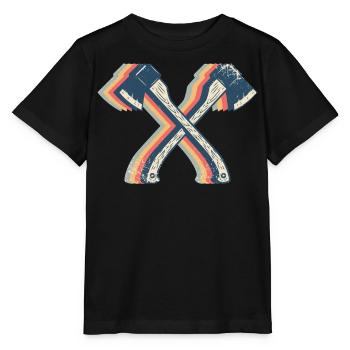 Axt-Werfen Axt-Werfer Retro Line Art - Stanley/Stella Kinder T-Shirt MINI CREATOR  - Schwarz - Vorne - Mikhail (115cm)