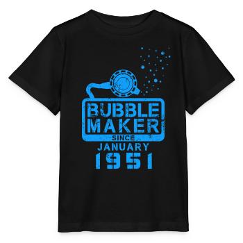 Plongeur Birthday Bubblemaker depuis janvier 1951 - T-shirt bio MINI CREATOR Stanley/Stella Enfant - noir - Devant - Mikhail (115cm)