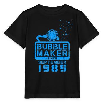 Plongeur Birthday Bubblemaker depuis septembre 1985 - T-shirt bio MINI CREATOR Stanley/Stella Enfant - noir - Devant - Mikhail (115cm)