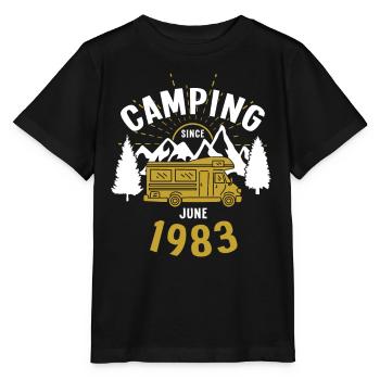 Anniversaire: Camping depuis juin 1983 Camping-car - T-shirt bio MINI CREATOR Stanley/Stella Enfant - noir - Devant - Mikhail (115cm)