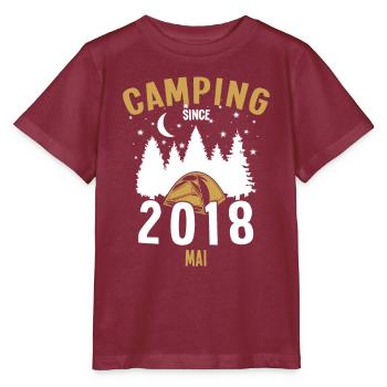 Birthday: Camping since May 2018 Camping - Stanley/Stella MINI CREATOR Kids’ T-Shirt - burgundy - Front - Kain (125cm)