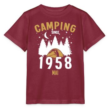 Birthday: Camping since May 1958 Zelten - Stanley/Stella MINI CREATOR Kids’ T-Shirt - burgundy - Front - Kain (125cm)