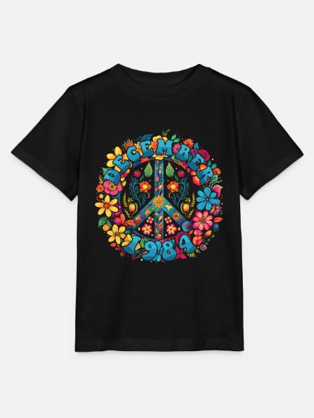 Flower Power Hippie Geburstag - Dezember 1984 - Stanley/Stella Kinder T-Shirt MINI CREATOR  - Schwarz