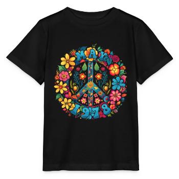 Flower Power Hippie Birthday - May 1978 - Stanley/Stella MINI CREATOR Kids’ T-Shirt - black - Front - Mikhail (115cm)