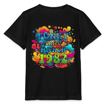 Funky Birthday: March 1982 - Psychadelic - Stanley/Stella MINI CREATOR Kids’ T-Shirt - black - Front - Mikhail (115cm)