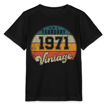 Vintage Birthday - February 1971 - Gift Idea - Stanley/Stella MINI CREATOR Kids’ T-Shirt - black - Front - Mikhail (115cm)